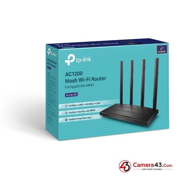 Router Wi-Fi AC1200 TP-Link Archer C6 - Thiết kế nhỏ gọn, lắp đặt dễ dàng mọi không gian Router Wi-Fi AC1200 TP-Link Archer C6 - Thiết kế nhỏ gọn, lắp đặt dễ dàng mọi không gian